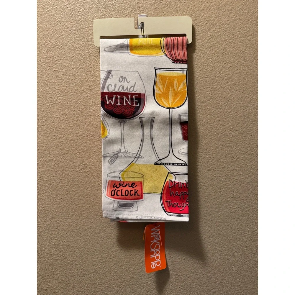 Wrkshppe Wine Time Tea Towel Helen‎ Black Kitchen Dish Towel New with Tags